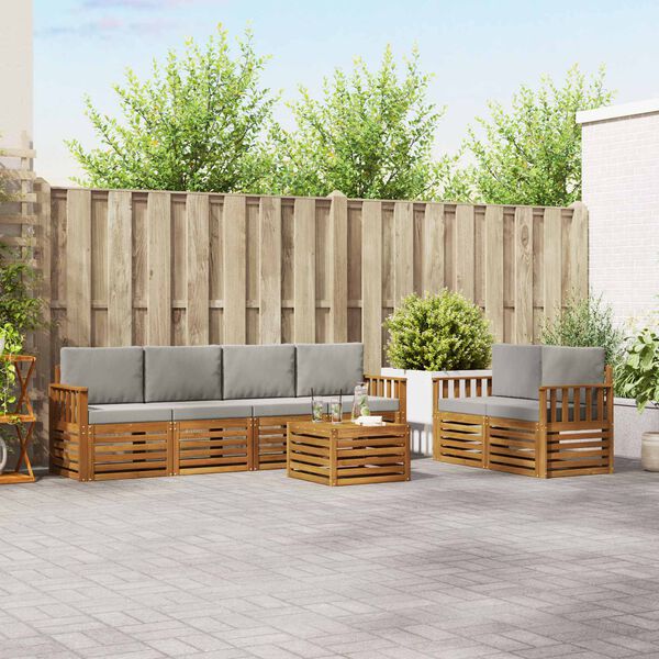 vidaXL Seturi de canapele cu pernă 7 pcs Gri natural și deschis