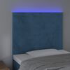 vidaXL Tăblie de pat cu LED, albastru &icirc;nchis, 80x5x118/128cm, catifea