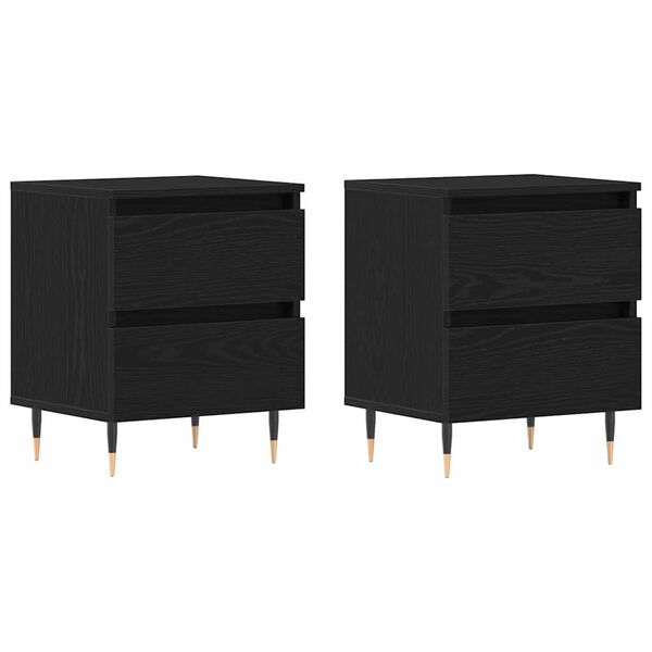 vidaXL Dulap de noapte cu sertar 2 pcs Stejar Negru 40 x 35 x 50 cm