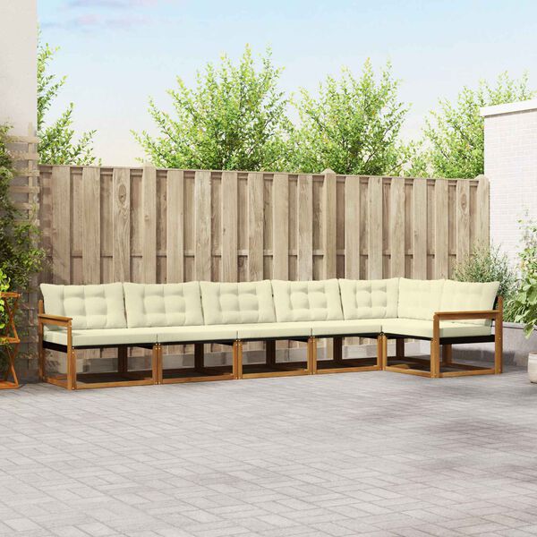 vidaXL Set de canapele de exterior cu pernă 6 pcs Natural și Crem