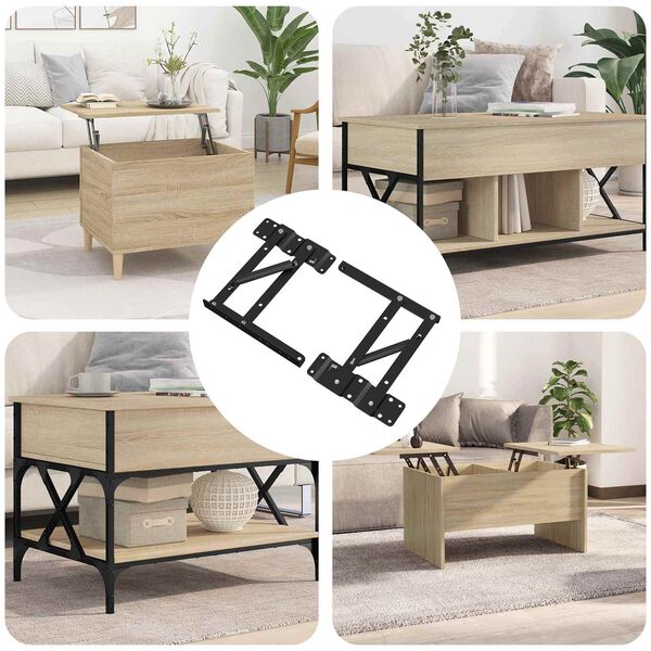 vidaXL Mecanism de ridicare pentru pat 2 pcs Negru 340 x 95 x 40 mm