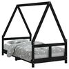 vidaXL Cadru de pat pentru copii, negru, 80x160 cm, lemn masiv de pin