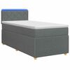 vidaXL Pat box spring cu saltea și LED Gri &icirc;nchis 90 x 190 cm Țesătură