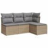 vidaXL Set canapele de grădină, 4 piese, cu perne, bej, poliratan
