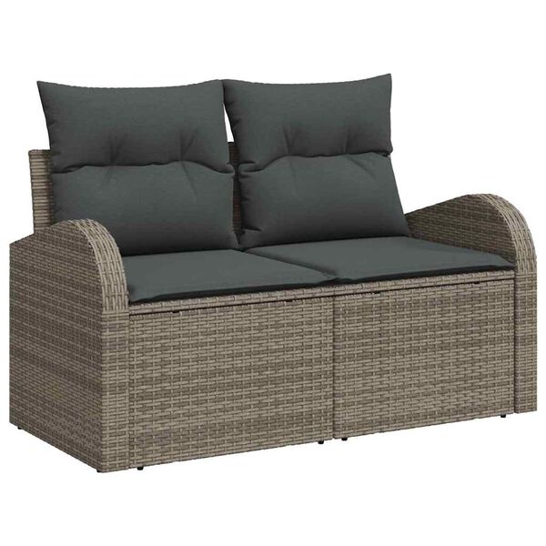 vidaXL Set de canapele pentru grădină cu pernă 6 pcs Gri Rattan poli