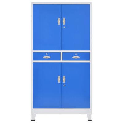 vidaXL Dulap de birou, 4 uși, metal 90 x 40 x 180 cm, gri și albastru