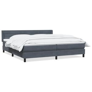 vidaXL Pat box spring cu saltea, gri &icirc;nchis, 180x210 cm, catifea