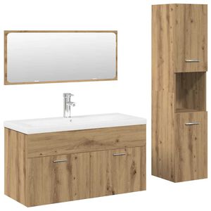 vidaXL Set mobilier de baie, 4 piese, stejar artizanal, lemn prelucrat