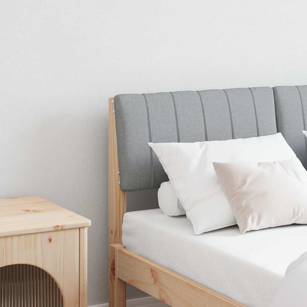 vidaXL Tăblie tapițată Gri deschis 120 cm Lemn de pin masiv