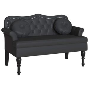 vidaXL Bancă Chesterfield Negru 120.5 x 65 x 75 cm Piele artificială