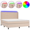vidaXL Pat cu arcuri, cu saltea și LED cappuccino 180x200 cm piele eco