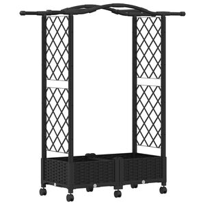 vidaXL Pat Ridicat cu Trellis și Acoperiș Negru 124 x 40 x 129 cm PP
