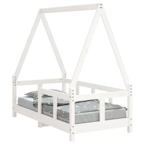 vidaXL Cadru de pat pentru copii, alb, 70x140 cm, lemn masiv de pin