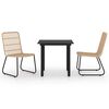 vidaXL Set mobilier de exterior, 3 piese, poliratan și sticlă