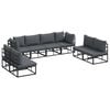 vidaXL Set de canapele pentru grădină 8 buc. Negru Aluminiu