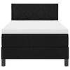 vidaXL Pat cu arcuri cu saltea cu headboard Negru 90 x 190 cm țesătură