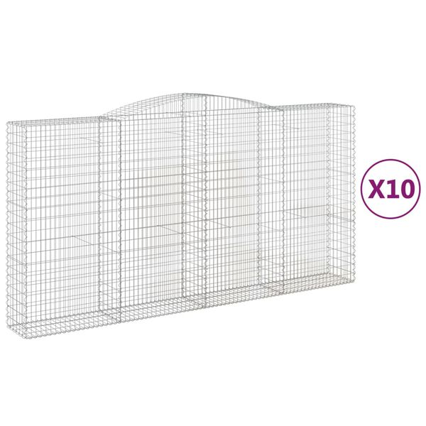 vidaXL Coșuri gabion arcuite, 10 buc 400x50x200/220cm, fier galvanizat