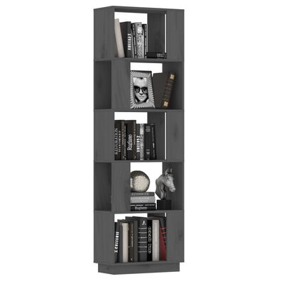 vidaXL Bibliotecă/Separator cameră, gri, 51x25x163,5 cm lemn masiv pin