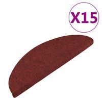 vidaXL Covorașe scări autoadezive, 15 buc., roșu, 56x17x3 cm
