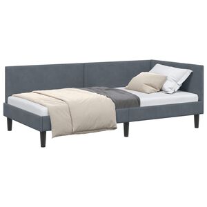 vidaXL Cadru de pat colțar cu headboard Gri &icirc;nchis 80 cm x 200 cm