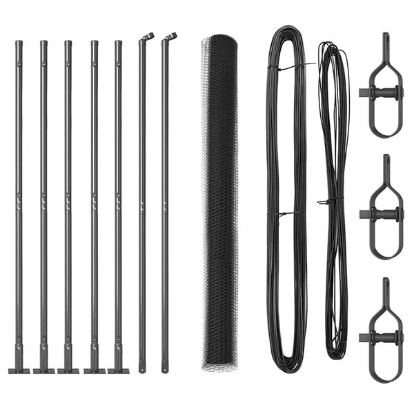 vidaXL St&acirc;lp de gard. Gri 10 x 1,4 m (plasă de 25 mm) Oțel și PVC