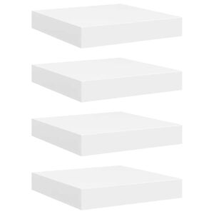 vidaXL Rafturi de perete suspendate, 4 buc., alb, 23x23,5x3,8 cm, MDF
