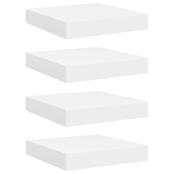 vidaXL Rafturi de perete suspendate, 4 buc., alb, 23x23,5x3,8 cm, MDF