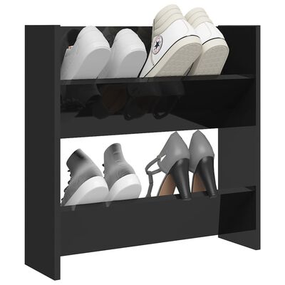 vidaXL Pantofar de perete, negru extralucios, 60x18x60 cm, PAL