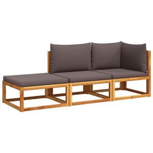 vidaXL Set canapele de grădină 3 piese cu perne din lemn de acacia și fr&acirc;nghie