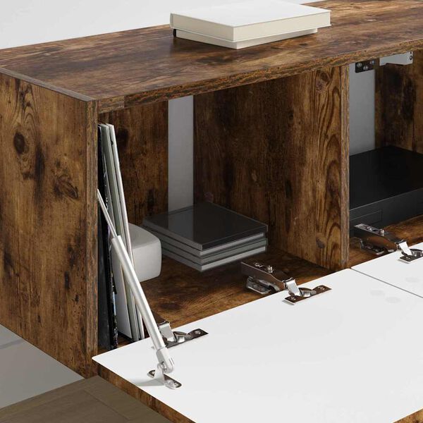 vidaXL Dulap TV de perete Pe perete Stejar fumuriu 78,5 x 31 x 29,5 cm