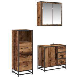 vidaXL Set de mobilier pentru baie 3 buc. Lemn Vechi