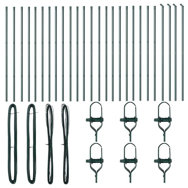 vidaXL Stâlp de gard. Altele 26 pcs Verde 3,2 x 3,2 x 150 cm Oțel