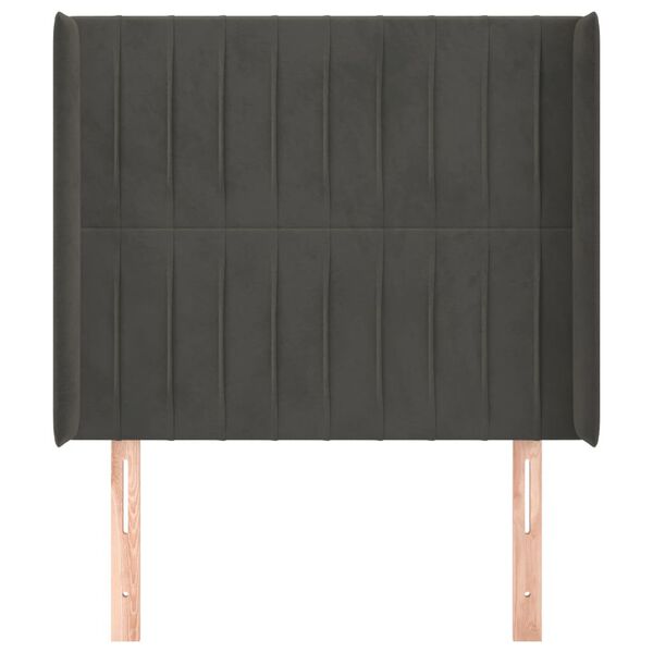 vidaXL Tăblie de pat cu aripioare gri &icirc;nchis 83x16x118/128 cm catifea