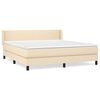 vidaXL Pat box spring cu saltea, crem, 160x200 cm, material textil