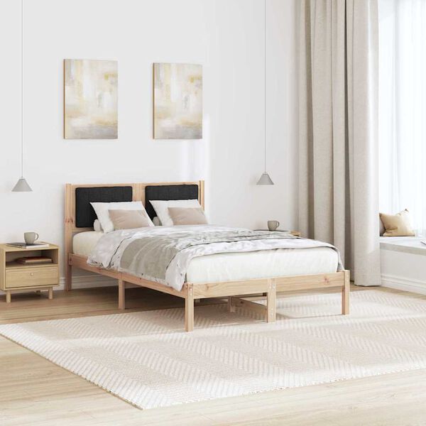 vidaXL Cadru de pat cu tăblie tapițată cu headboard Negru 120 x 200 cm