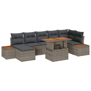 vidaXL Set de canapele pentru grădină 8 pcs Gri Rattan poli