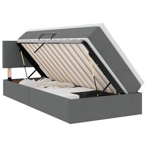 vidaXL Pat cu saltea și spațiu de depozitare Gri &icirc;nchis 90 x 190 cm