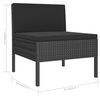 vidaXL Set mobilier de grădină cu perne, 6 piese, negru, poliratan