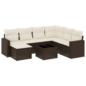 vidaXL Set canapele de grădină cu perne, 8 piese, maro, poliratan
