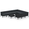 vidaXL Set mobilier de grădină cu perne, 11 piese, negru, poliratan