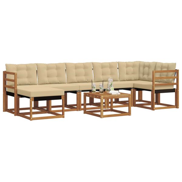 vidaXL Set de canapele de exterior cu pernă 8 pcs Natural și Bej