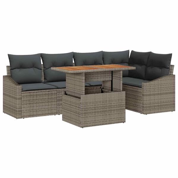 vidaXL Set de canapele pentru grădină 6 pcs Gri Rattan poli
