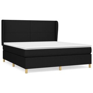 vidaXL Pat box spring cu saltea, negru, 180x200 cm, catifea