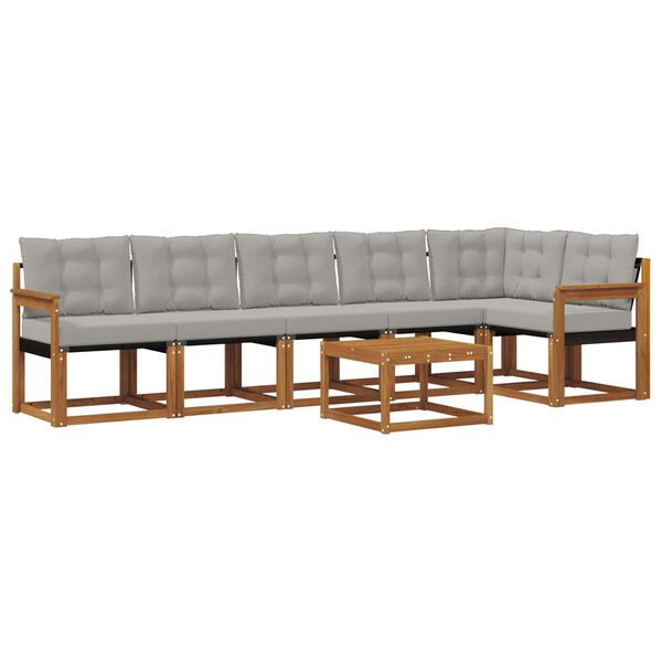 vidaXL Set de canapele de exterior 7 pcs Gri natural și deschis