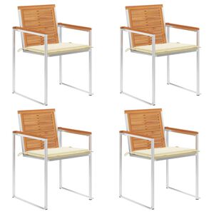 vidaXL Scaune de grădină cu perne, 4 buc., lemn masiv de salc&acirc;m