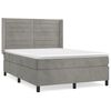 vidaXL Pat box spring cu saltea, gri deschis, 140x190 cm, catifea