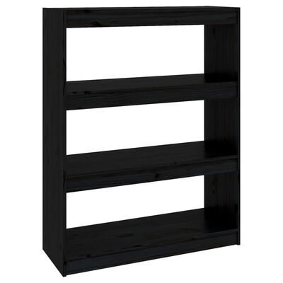 vidaXL Bibliotecă/Separator cameră negru 80x30x103,5 cm lemn masiv pin