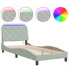 vidaXL Cadru de pat cu LED fără saltea, gri deschis, 90x200 cm, catifea