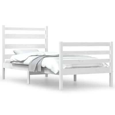 vidaXL Cadru de pat, 90x200 cm, lemn masiv de pin, alb