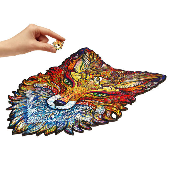 UNIDRAGON Puzzle din lemn 308 piese Fiery Fox, King size, 27x40 cm